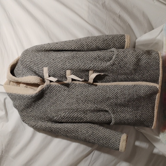 Free People Wool Blend Thick Fleece Vintage Coat W Hood Sz.SP Gently Worn - Picture 1 of 12